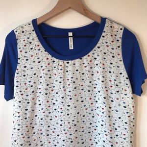 Gilli Raglan Blouse, Floral and Blue, Made in USA